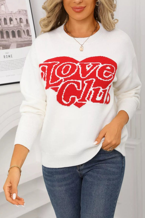 Love Club Heart Graphic Knit Sweater – Valentine’s Day Edition - Livirosa Shop