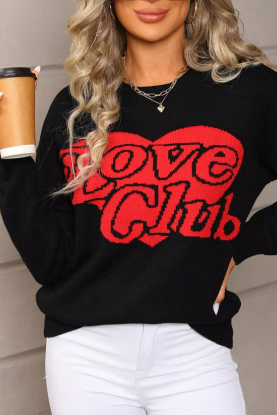 Love Club Heart Graphic Knit Sweater – Valentine’s Day Edition - Livirosa Shop