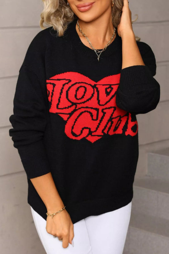 Love Club Heart Graphic Knit Sweater – Valentine’s Day Edition - Livirosa Shop