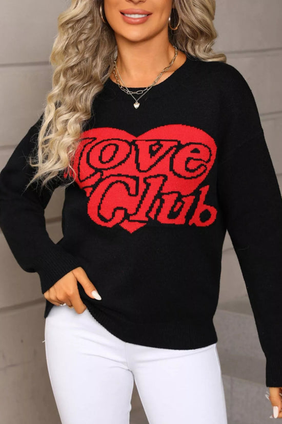 Love Club Heart Graphic Knit Sweater – Valentine’s Day Edition - Livirosa Shop