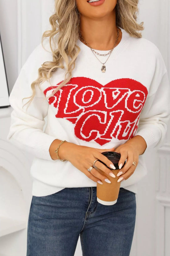 Love Club Heart Graphic Knit Sweater – Valentine’s Day Edition - Livirosa Shop