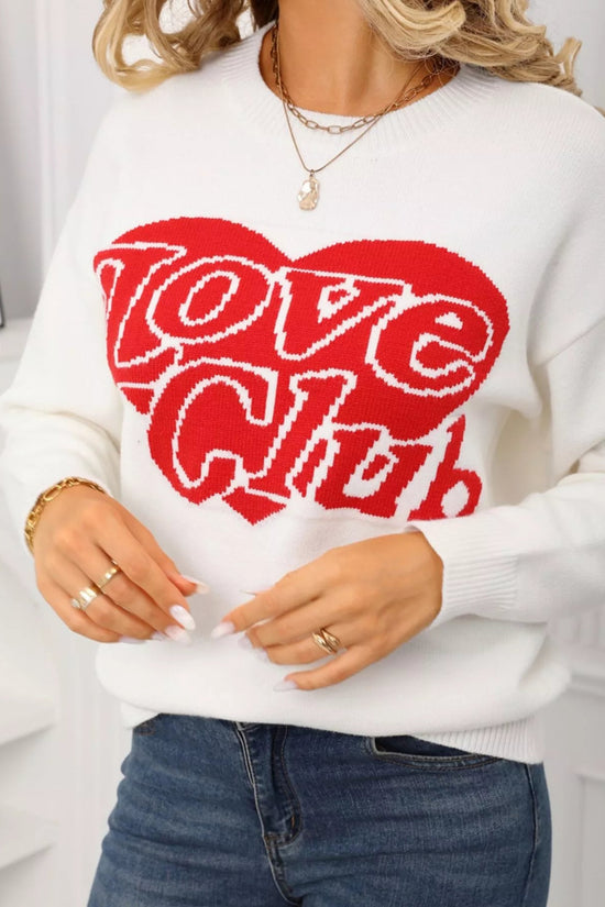 Love Club Heart Graphic Knit Sweater – Valentine’s Day Edition - Livirosa Shop