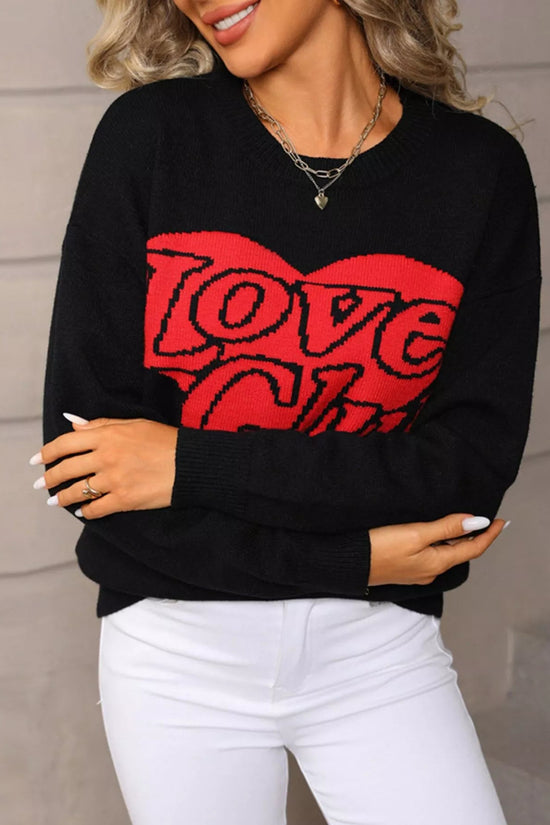 Love Club Heart Graphic Knit Sweater – Valentine’s Day Edition - Livirosa Shop