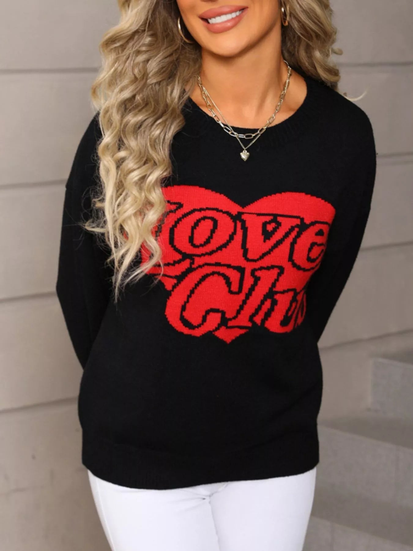 Love Club Heart Graphic Knit Sweater – Valentine’s Day Edition - Livirosa Shop