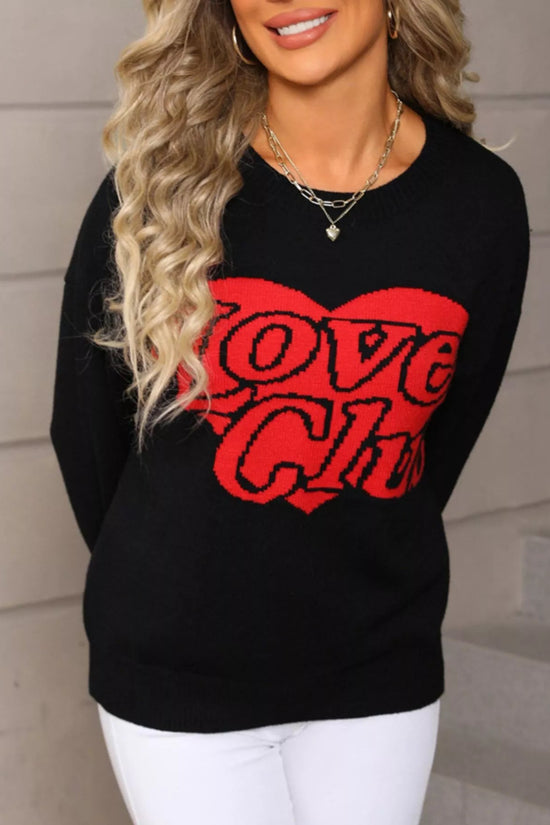 Love Club Heart Graphic Knit Sweater – Valentine’s Day Edition - Livirosa Shop